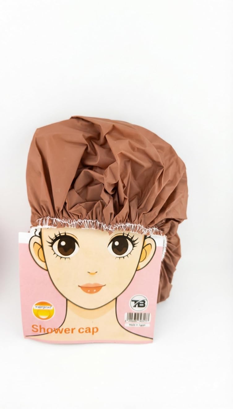 Waterproof Shower Cap Elastic Shower Cap Moisture Insulation Hair Protection Comfortable High Quality Head Cover (Brown)