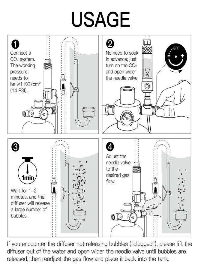 Clscea CO2 Diffuser for Aquarium Plant Mini CO2 Atomizer, U-Shaped-M - Image 4