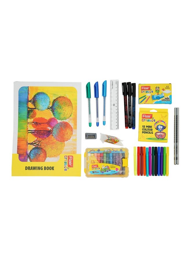 FLAIR Creative Series Art Club Combination Smart Kit | With Free Zipper Bag | Non-Toxic & Safe for Childrens | A Complete Coloring Kit | 12 Products & 17 Units, Body Color of Bag May Vary - Image 4