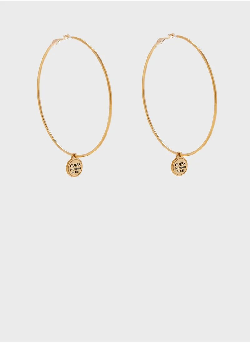 GUESS Coin Logo Charm Drop Earrings