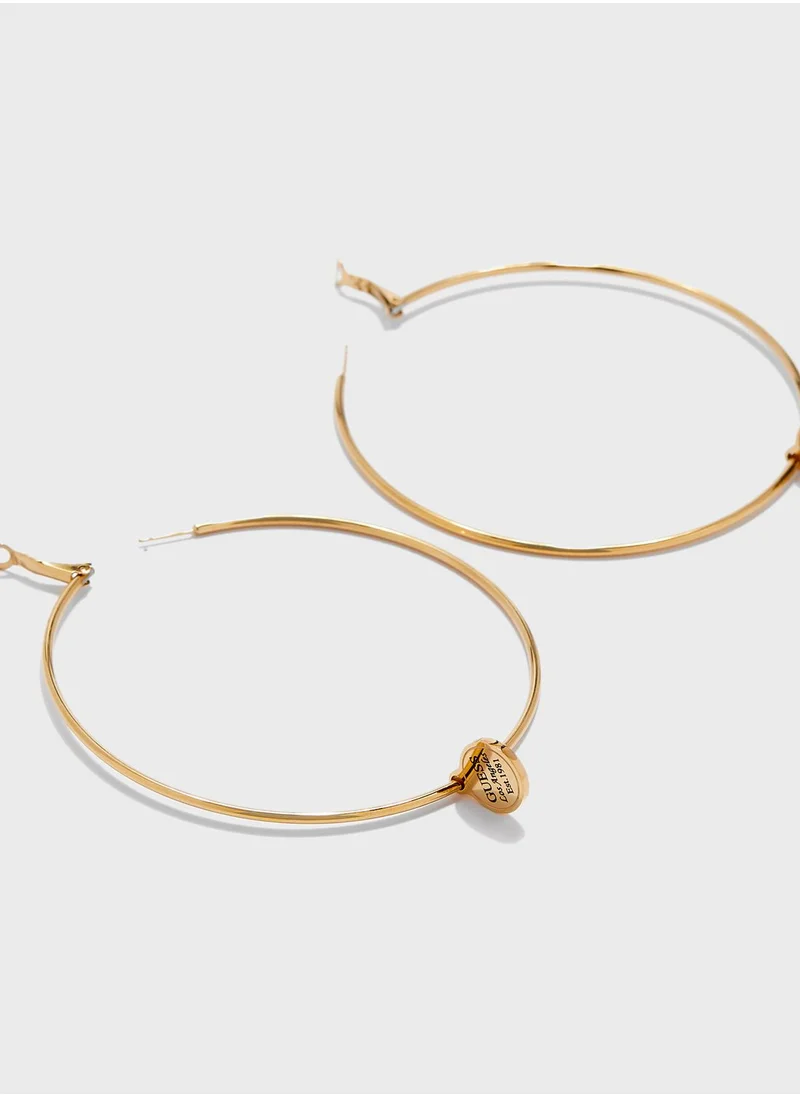 GUESS Coin Logo Charm Drop Earrings
