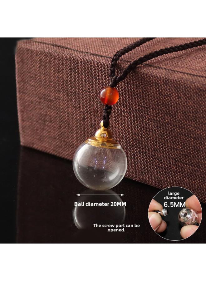 Openable Transparent Glass Ball Cinnabar Bottle Hollow Pendant Lanugo Hair Quack Box Pendant Men's And Women's Lovers Necklace