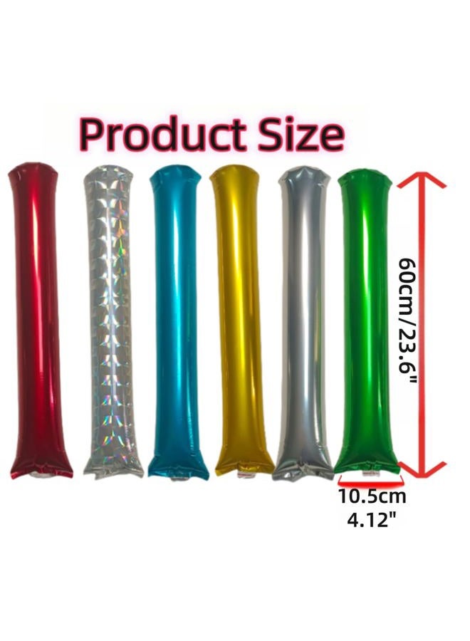 ROSEBB 48pcs Round Head Boom Sticks Thunder Sticks Cheering Sticks Team Spirit Plastic Cheerleading Spirit Stick Clapper Inflatable Noise Maker Sports Supply (Glitter Color) - Image 4