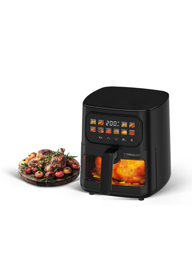Typhoon Air fryer - Digital display - Transparent window - 5 liters - 1400 watts - Black - TY-04-005 B - Image 1