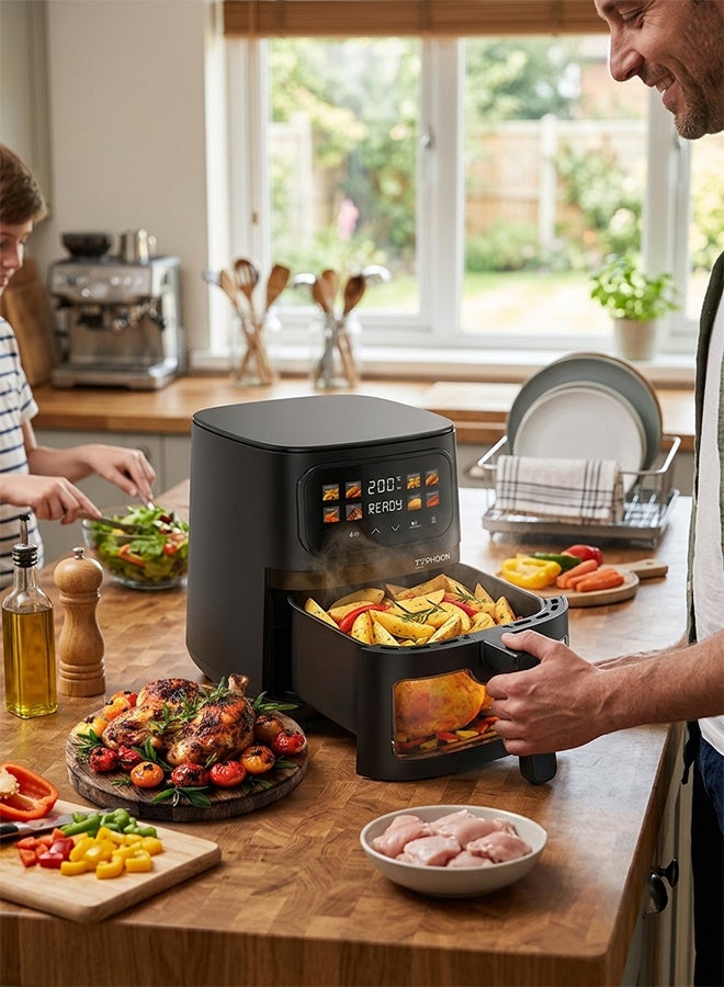 Typhoon Air fryer - Digital display - Transparent window - 5 liters - 1400 watts - Black - TY-04-005 B - Image 2
