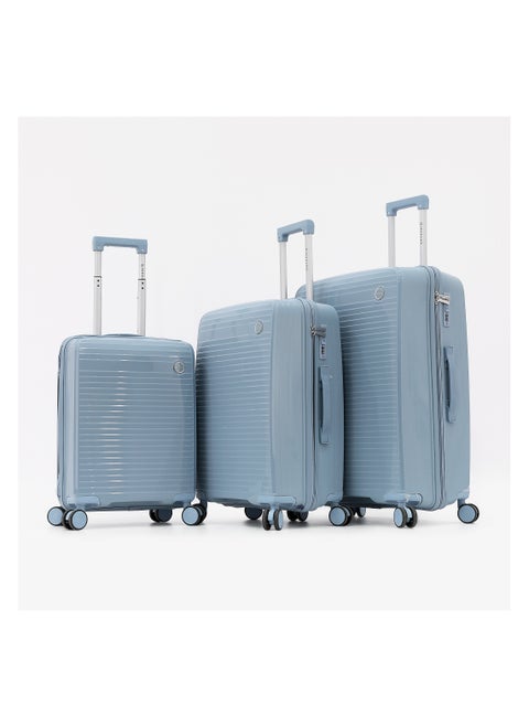 Unbreakable Hardshell PP Luggage Set with 8 Wheels Thick Shell Multi Layer PP 3 Pieces Set, 20, 24, 28 Inch (Blue)