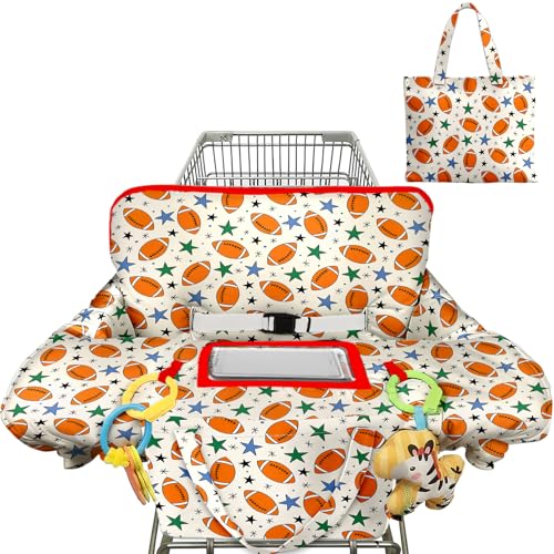 Polovillae Shopping Cart Cover for Baby 2in1 High Chair Cover with Safety Harness Multifunctional Football Cart Covers for Babies Soft Padded Grocery Cart Cover for Baby Boy Girl - Image 1