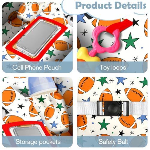 Polovillae Shopping Cart Cover for Baby 2in1 High Chair Cover with Safety Harness Multifunctional Football Cart Covers for Babies Soft Padded Grocery Cart Cover for Baby Boy Girl - Image 3