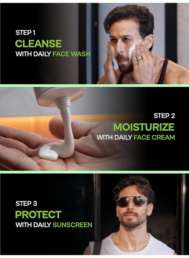 PROWL by Tiger Shroff Facecare Gift Set for Men with Facewash 100 ml, Face Cream 50ml and SPF50 Sunscreen 50ml | Daily Brightening, Hydrating & Anti-Acne Grooming Kit - Image 3