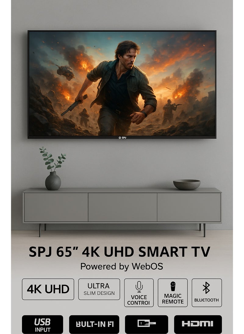 SPJ 65-Inch 4K Ultra HD Smart LED TV – Model 4KS65BLX | WebOS Powered with Magic Remote, Voice Control, Built-in Wi-Fi & Bluetooth, HDMI & USB Inputs, Ultra Slim Bezel Design, Immersive Picture & Sound Quality - Image 1