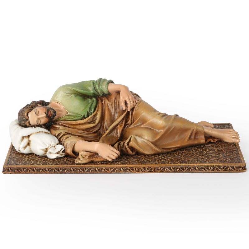 BC BUILDCLASSIC Sleeping Saint Joseph Catholic Statue Prayer Religious Figurine Housewarming Gift Devoted Home Decor 12 Inch Long Renaissance Sculpture Handmade by - Image 1