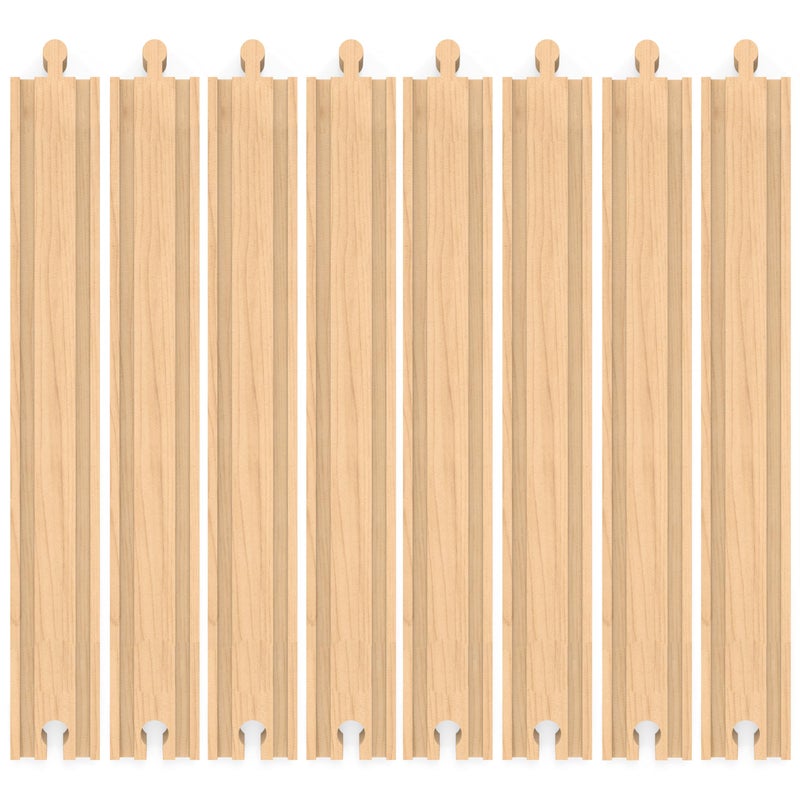 ORBRIUM Wooden Train Tracks Accessories 8 Pieces of 12 inch 12 Extra Long Wooden Straight Track Expansion Set Compatible with Thomas The Tank Engine Brio IKEA Melissa Doug Railways - Image 3