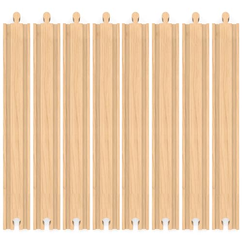 ORBRIUM Wooden Train Tracks Accessories 8 Pieces of 12 inch 12 Extra Long Wooden Straight Track Expansion Set Compatible with Thomas The Tank Engine Brio IKEA Melissa Doug Railways - Image 1