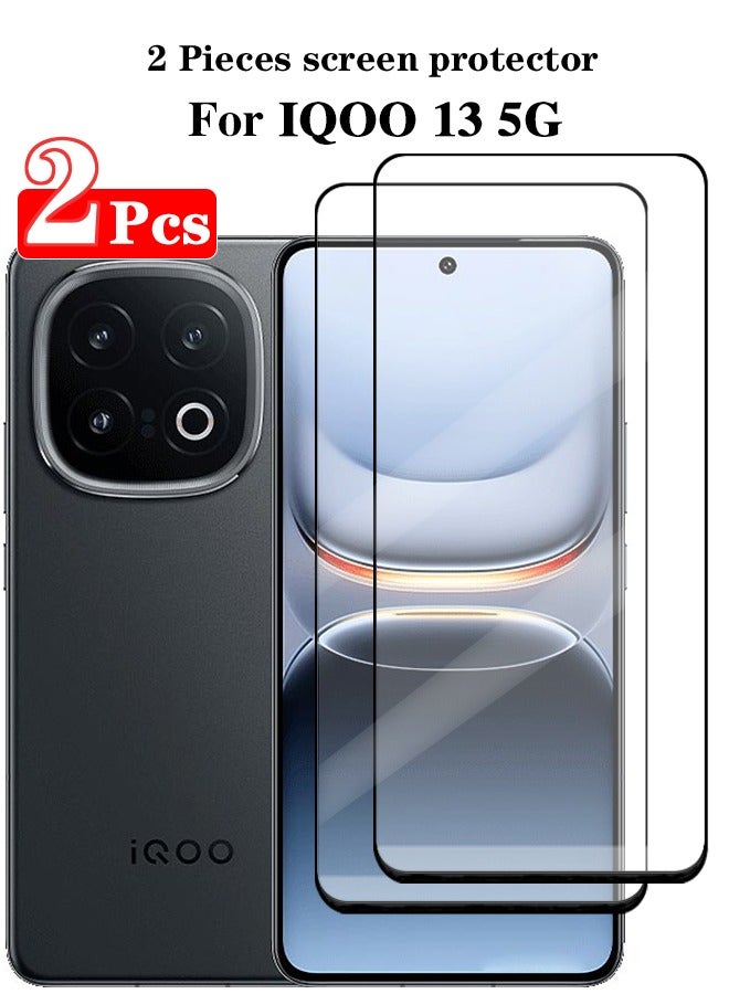 2 Pieces Full Cover Glass Screen Protector For IQOO 13 5G Black/Clear and Screen Protector Accessories - Image 1