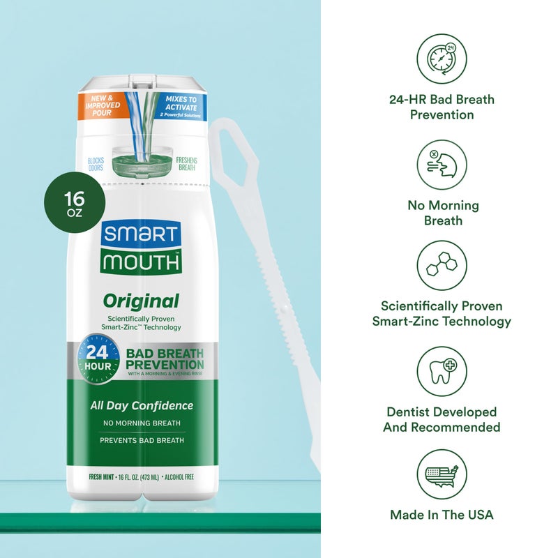 SmartMouth Original Activated Mouthwash & Tongue Cleaner, Bad Breath Support, Mint - Image 4