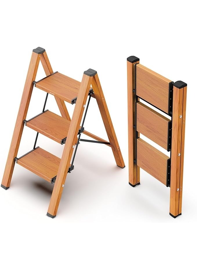 3-step wooden ladder elegant design durable and suitable for home use - Image 1