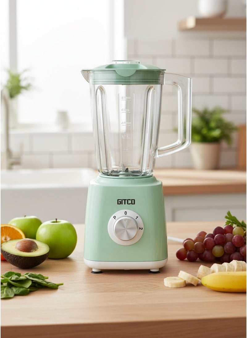 جيتكو خلاط سطح عمل 2 في 1، محرك بقوة 500 واط مع التحكم في درجة الحرارة، وعاء 1.5 لتر خالٍ من مادة BPA + كوب مطحنة جافة، سرعتان ونبض، شفرات من الفولاذ المقاوم للصدأ، GB1011 أخضر نعناعي/أبيض - Image 5