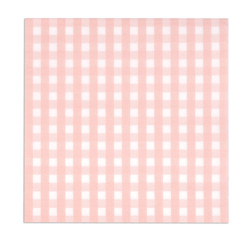 Gift Boutique 100 Pcs Pink & White Gingham Cocktail Napkins Disposable Paper Checkered Plaid Beverage Dessert Napkin Summer Picnic Baby Shower Party - Image 1