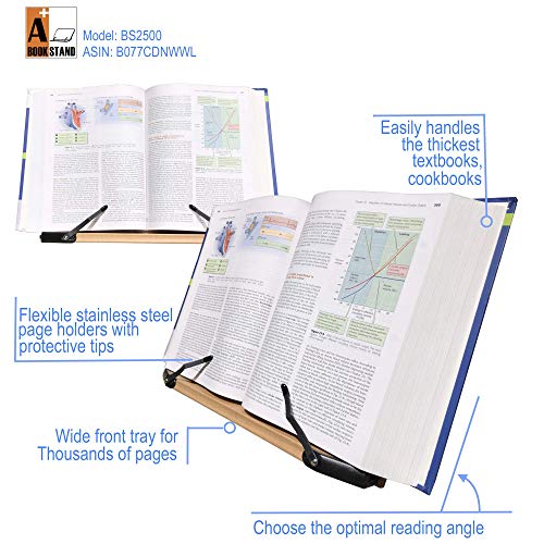 A+ Book Stand BS2500 Large 16x10.5 Portable Adjustable Foldable Bookstand Holder for Reading Hands Free Large Thick Heavy Textbooks Cookbooks Tablets - Image 2