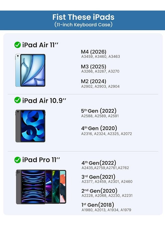 typecase حافظة لوحة مفاتيح لمس دوارة 360 درجة من typecase مع لوحة لمس لجهاز iPad Air 11/Pro 11 - Image 3