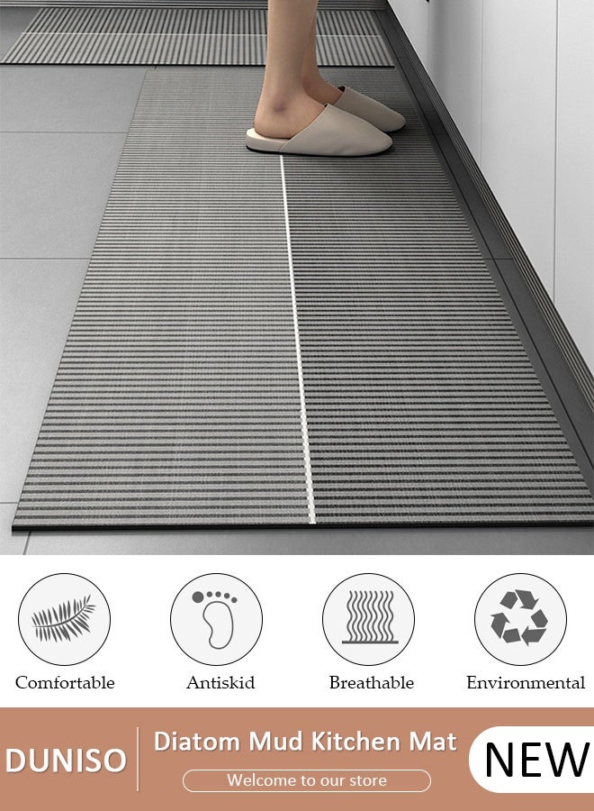 DUNISO Diatom Mud Bath Mat Set Bathroom Kitchen Rug Mat Extra Soft and Absorbent Bath Rugs Non-Slip Quick Drying Floor Bath Tub Mat for Bathroom Floor Tub and Shower 40*60cm/40*120cm - Image 1