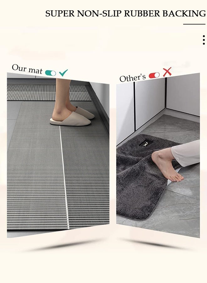 DUNISO Diatom Mud Bath Mat Set Bathroom Kitchen Rug Mat Extra Soft and Absorbent Bath Rugs Non-Slip Quick Drying Floor Bath Tub Mat for Bathroom Floor Tub and Shower 40*60cm/40*120cm - Image 4