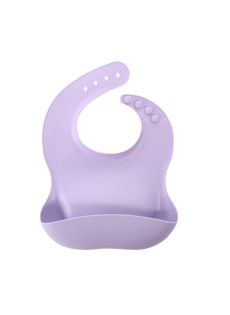 Babys Special Food Pocket Dinner Sipper Wash-Free Sipper Waterproof Dirty Splash-Proof Childrens Bib Silicone Bib Purple