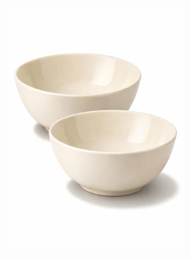 Hitkari Potteries Basics Porcelain Bowl Set 2 Pcs 17cm 1100ml | Soup Bowls Set For Salad, Dessert, Fruit, Rice, Snack | Serving Bowl Set For Home & Kitchen | Microwave & Dishwasher Safe | Glossy Ivory - Image 1