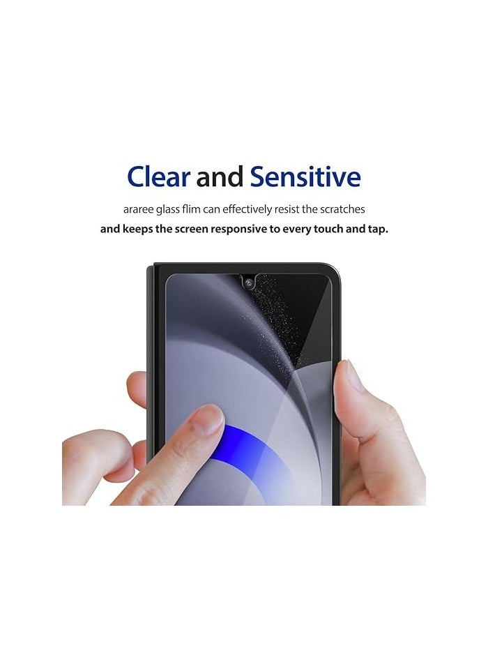 araree [2 Pack] for Galaxy Z Fold 5/ Z Fold 4 Tempered Glass Front Screen Protector, 013mm Ultra-Thin Scratch-Resistant Anti-Fingerprint 9H Hardness Clear Screen Protector Easy Install Clear protector