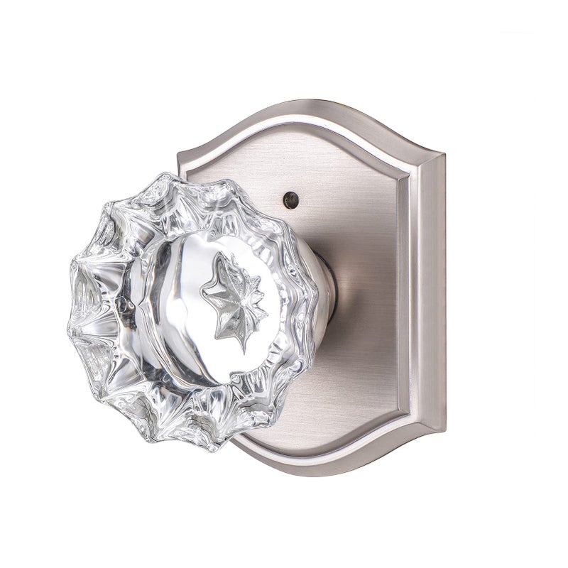 CLCTK Premium Glass Door Knobs for Interior Doors Bathroom Bedroom Door Knobs with Lock Door Knobs Interior Brushed Nickel