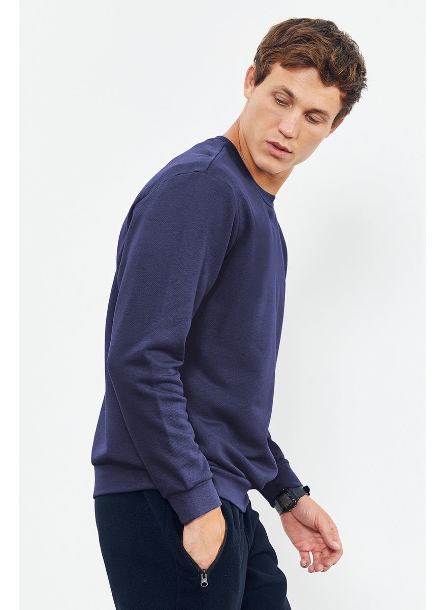 Tommy Life - Tommylife Indigo Men's Basic O Neck Comfortable Form Sweatshirt - 88053 - Image 1