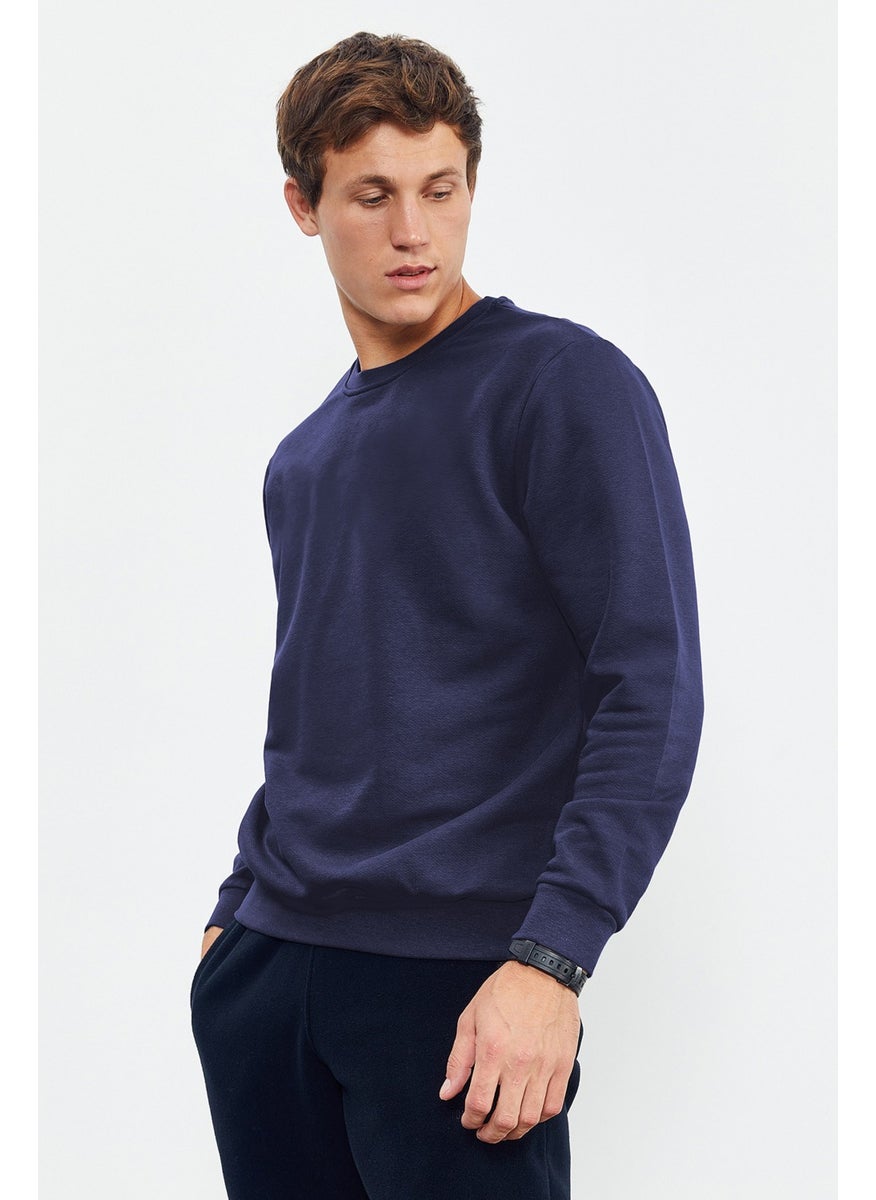 Tommy Life - Tommylife Indigo Men's Basic O Neck Comfortable Form Sweatshirt - 88053 - Image 1