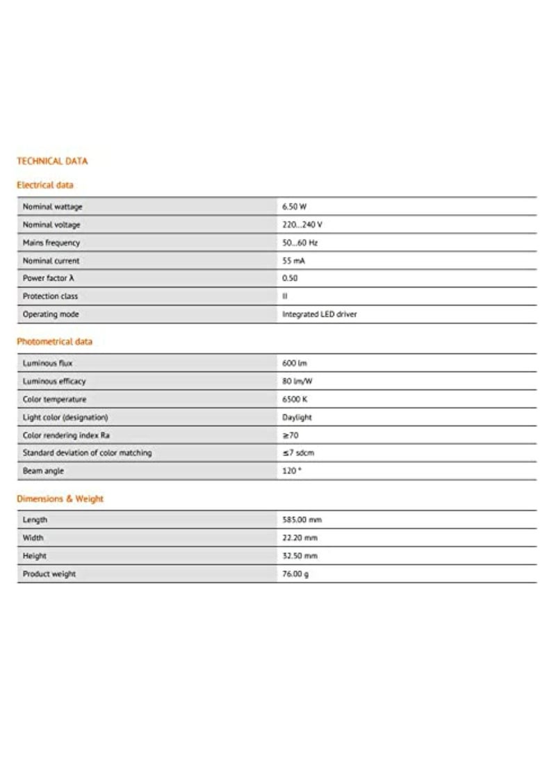 Osram - Ledvance Led Value 6.5W 2 Ft Batten Day Light 4058075270763 White LdvBt2F6.5WDl - Image 1