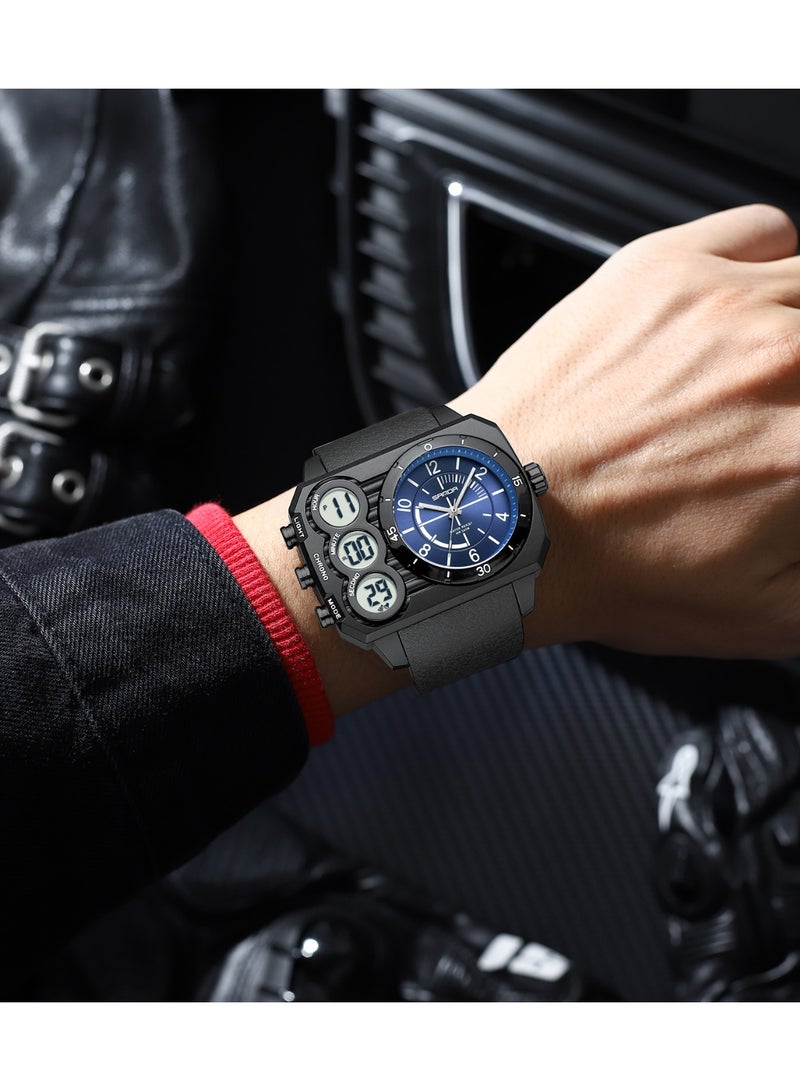 ساندا ساعة إلكترونية أنيقة للرياضة الخارجية متعددة الوظائف مقاومة للماء وإضاءة ليلية وشاشة مزدوجة للرجال - Image 2