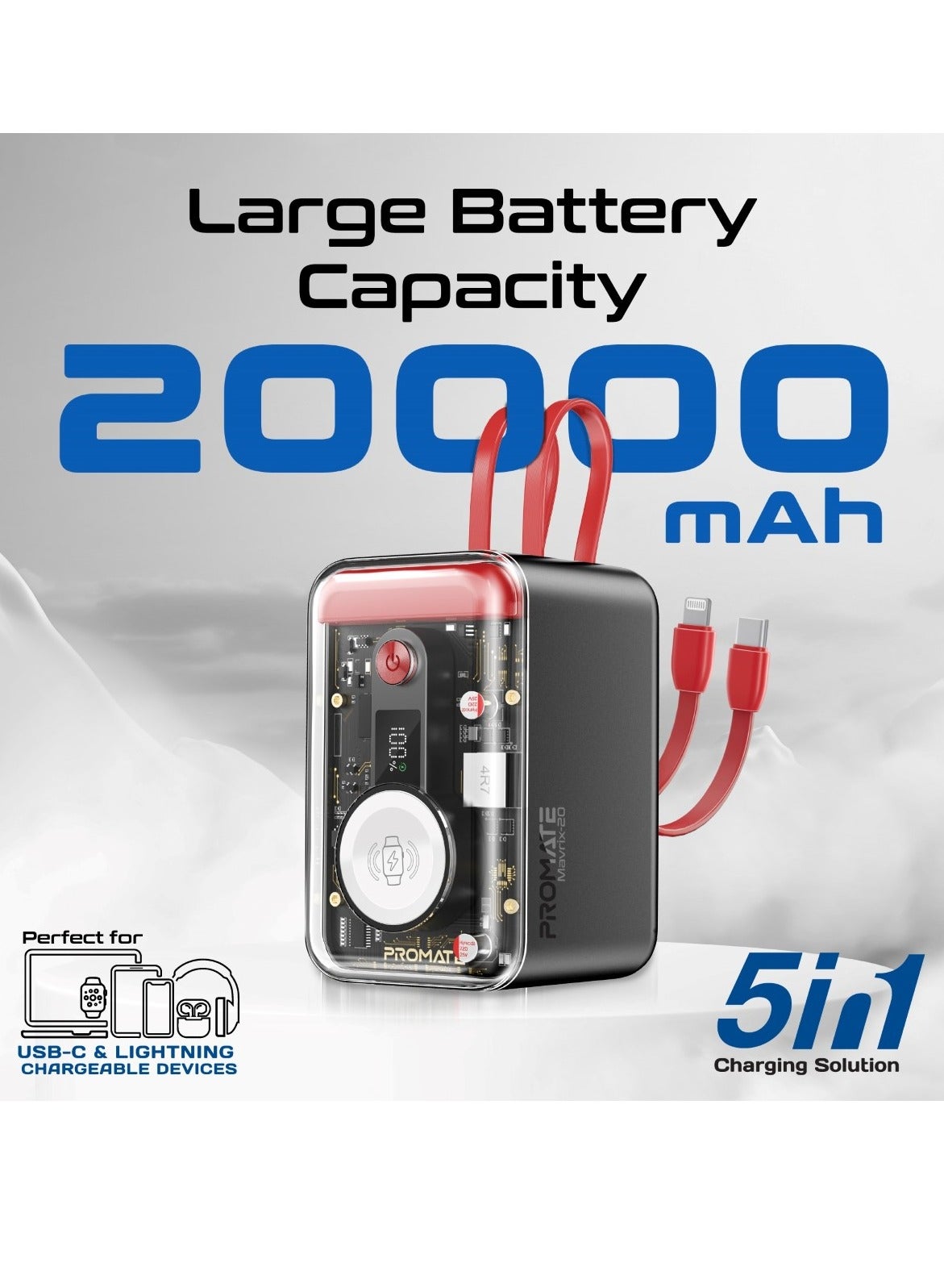 Promate Mavrix-20 20000Mah Power Bank - Red