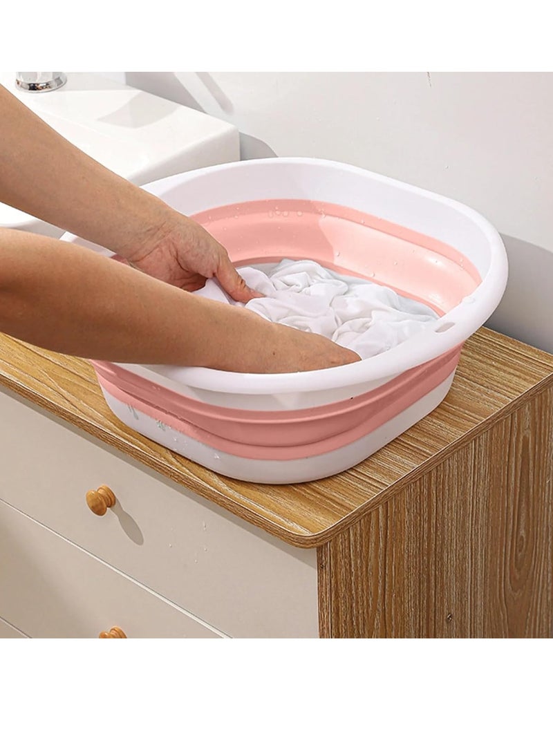 بلان A حوض غسيل قابل للطي، متعدد الاستخدامات لغسل الأطباق والخضروات والفواكه، مناسب لغسل الملابس أو القدمين، مثالي للاستخدام المنزلي والتخييم، سعة 5.5 لتر (وردى) - Image 3