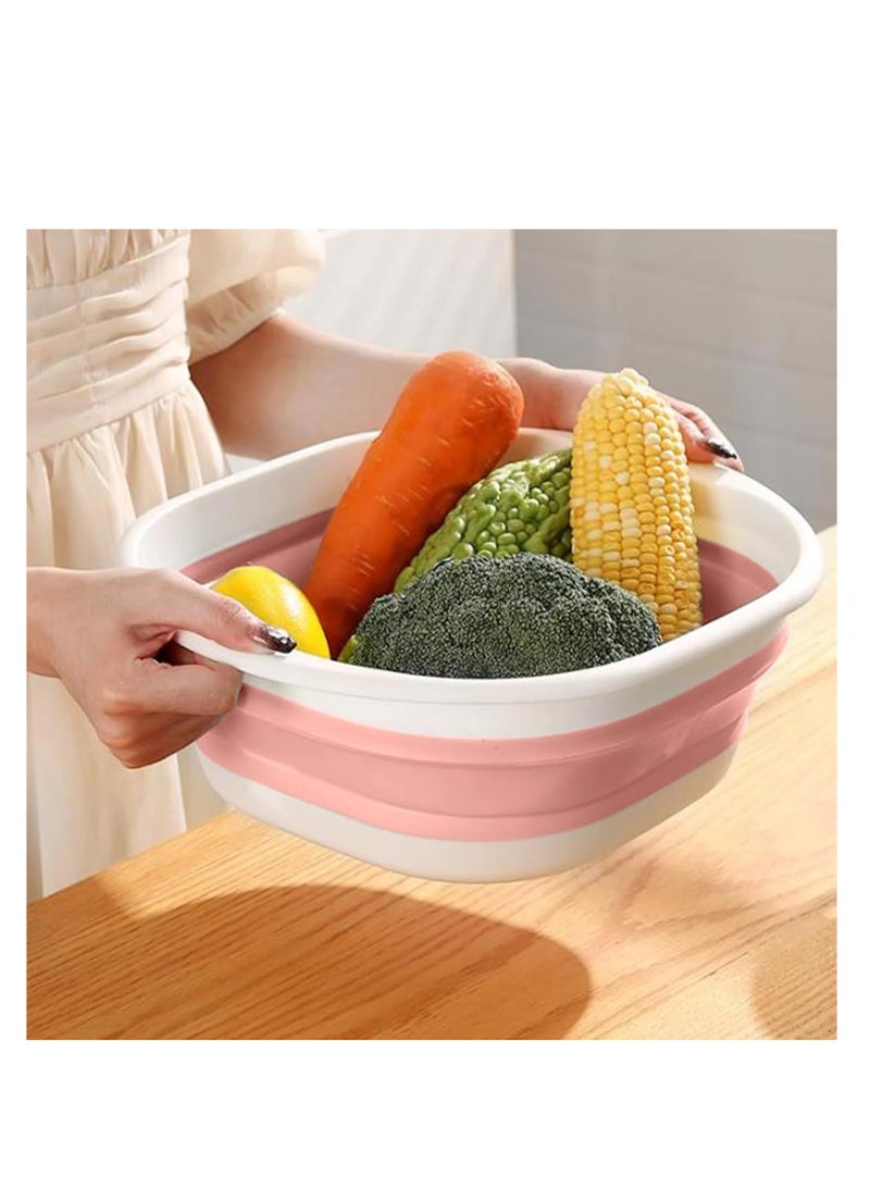 بلان A حوض غسيل قابل للطي، متعدد الاستخدامات لغسل الأطباق والخضروات والفواكه، مناسب لغسل الملابس أو القدمين، مثالي للاستخدام المنزلي والتخييم، سعة 5.5 لتر (وردى) - Image 5