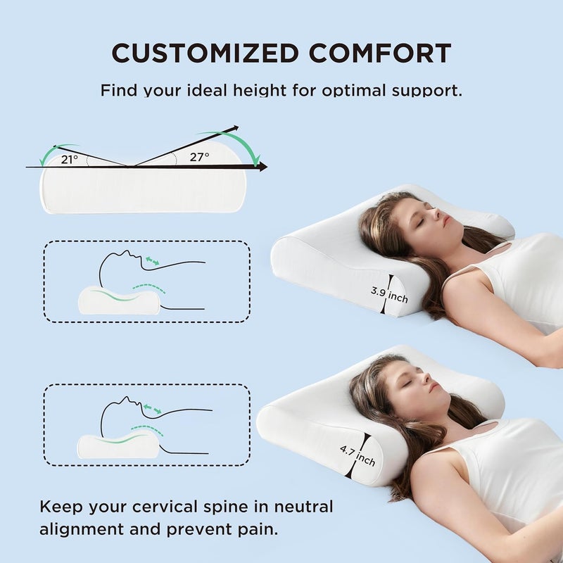 Shrux Memory Foam Pillow's,Queen Neck Pain Relief Cushion,Contour Pillow, Pillow for Neck and Shoulder Pain,Neck's Pain Pillows, Side Sleeper Pillow, Cervical Neck Cushion Sleeping - Image 5