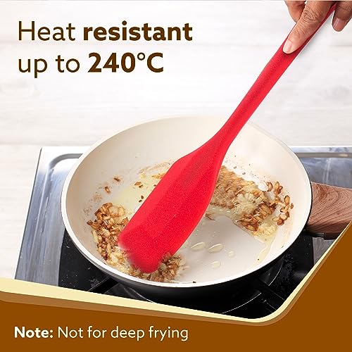 AGARO Silicone Spatula Set of 2, Large Heat Resistant Spatula for Cooking, Baking and Mixing, Non-Stick Cookware for Kitchen, BPA Free, Flexible, Seamless Design, Deluxe, Red. - Image 3