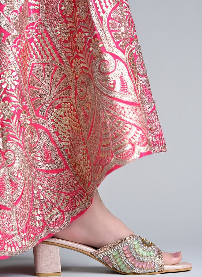 Shoetopia Embellished Party Block Mules - Image 4