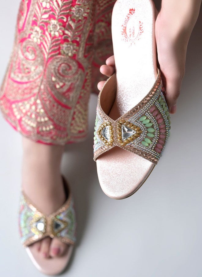 Shoetopia Embellished Party Block Mules - Image 2