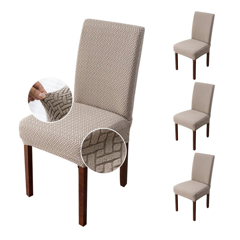 Genina Chair Covers for Dining Room Set of 4 Chair Covers Dining Chair Covers Stretch Kitchen Parsons Chair CoversKhaki