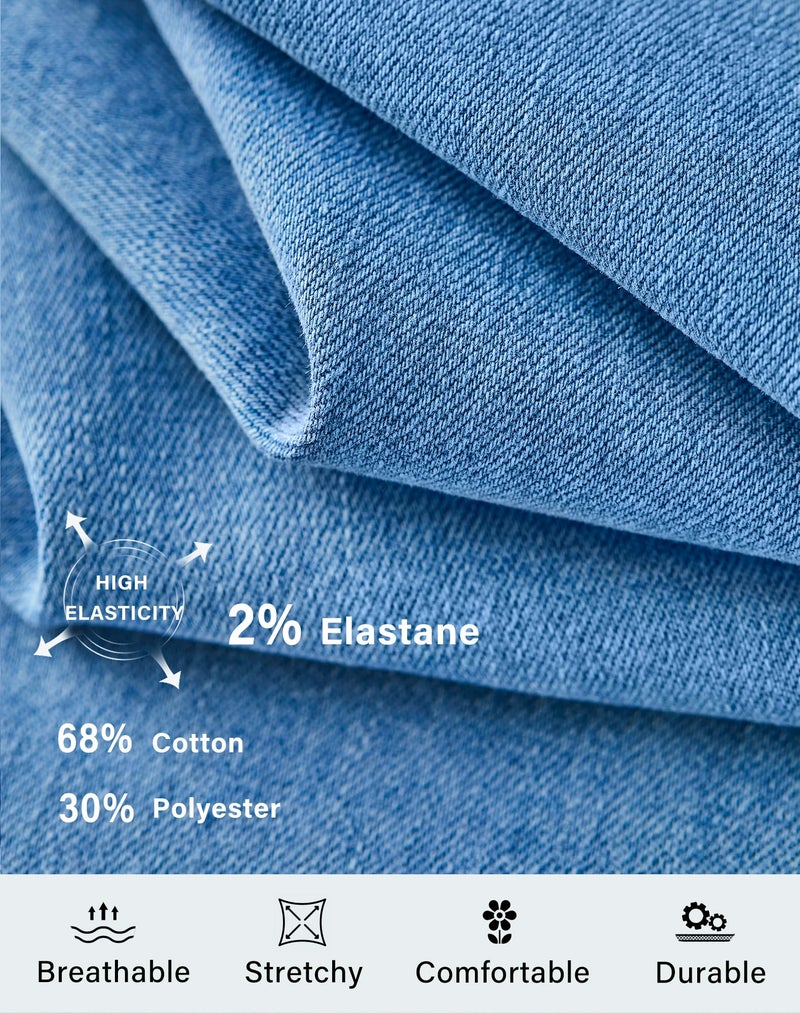 roswear Women's Ripped Denim Mid Rise Stretchy Bermuda Shorts Jeans Light Blue Large - Image 5