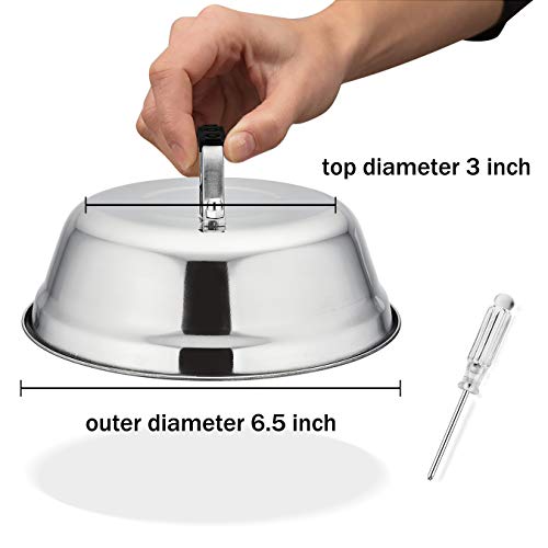 HaSteeL 6.5In Cheese Melting Dome, Stainless Steel Small Round Basting Steaming Cover, Heavy Duty Griddle Grill Accessories for Kitchen Cooking Flat Top BBQ Indoor & Outdoor, Dishwasher Safe - 4 Packs - Image 2