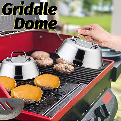 HaSteeL 6.5In Cheese Melting Dome, Stainless Steel Small Round Basting Steaming Cover, Heavy Duty Griddle Grill Accessories for Kitchen Cooking Flat Top BBQ Indoor & Outdoor, Dishwasher Safe - 4 Packs - Image 5