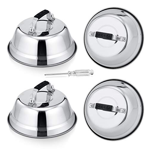 HaSteeL 6.5In Cheese Melting Dome, Stainless Steel Small Round Basting Steaming Cover, Heavy Duty Griddle Grill Accessories for Kitchen Cooking Flat Top BBQ Indoor & Outdoor, Dishwasher Safe - 4 Packs - Image 1
