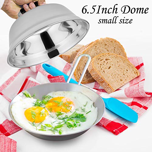 HaSteeL 6.5In Cheese Melting Dome, Stainless Steel Small Round Basting Steaming Cover, Heavy Duty Griddle Grill Accessories for Kitchen Cooking Flat Top BBQ Indoor & Outdoor, Dishwasher Safe - 4 Packs - Image 4
