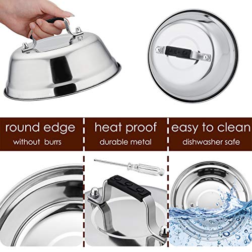 HaSteeL 6.5In Cheese Melting Dome, Stainless Steel Small Round Basting Steaming Cover, Heavy Duty Griddle Grill Accessories for Kitchen Cooking Flat Top BBQ Indoor & Outdoor, Dishwasher Safe - 4 Packs - Image 3