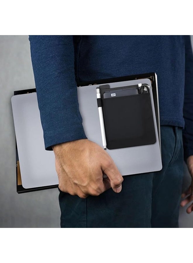 Lacdo Portable External Hard Drive Sleeve for Laptop, Stick on Pouch Holder with Reusable Adhesive, Fit 2.5" Seagate, WD, Toshiba, LaCie External HDD, SSD, Wireless Mouse, Cables, with Pen Loop - Image 2