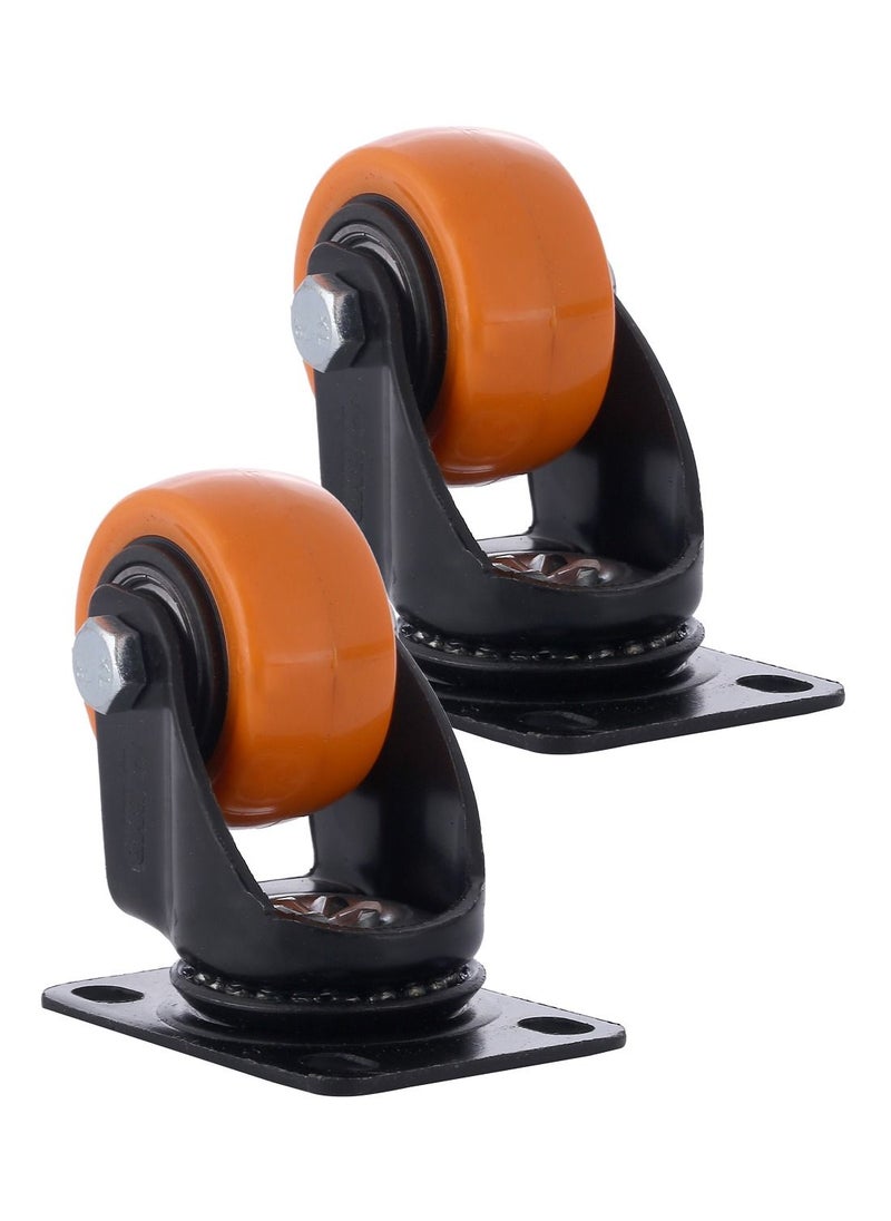 BMB tools - 2-Piece 50mm Orange PVC Medium Duty Ball Bearing Caster - Swivel - Plate - Image 1